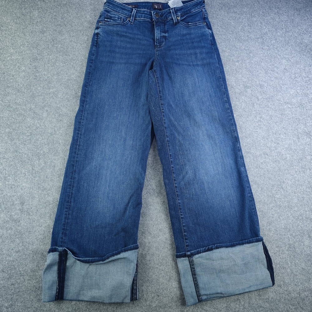 NYDJ Teresa Wife Leg Jeans Women's Size 2 Blue Medium Wash Stretch Cuffed 26x27